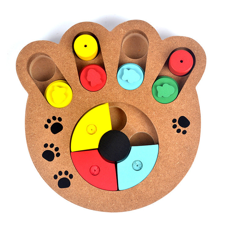 Wooden play feeding multi-functional pet toys