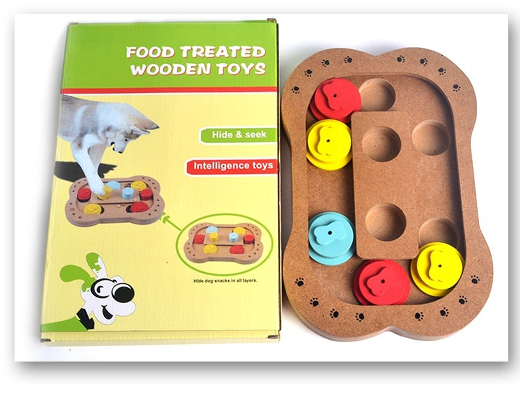 Wooden play feeding multi-functional pet toys