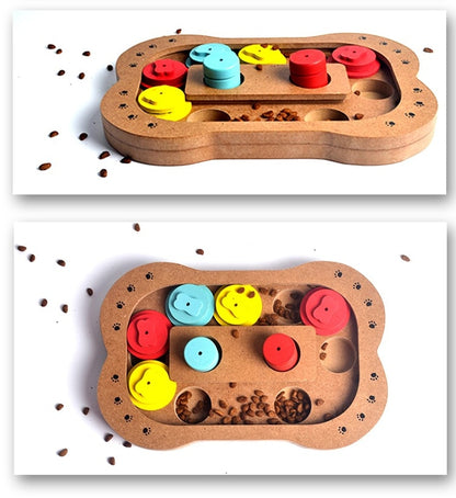 Wooden play feeding multi-functional pet toys
